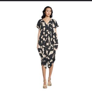 2 for $20 sale: World Market Black and Ivory Abstract Kaftan Jumpsuit Pockets.